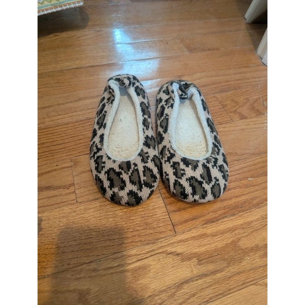 Women's leopard print faux Sherpa fur slip on slippers 9/10